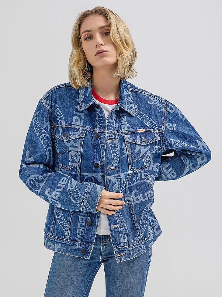 chaqueta vaquera con logotipo láser wrangler x hot wheels para hombre color azul medio láser