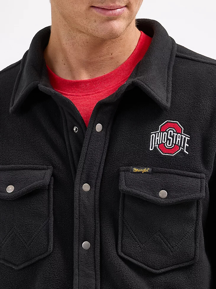 chaqueta vaquera con cierre a presión wrangler collegiate para hombre ohio state