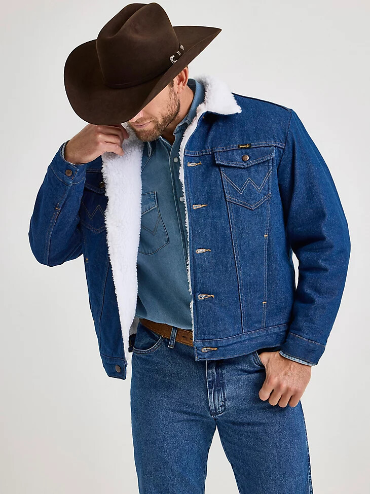chaqueta vaquera con forro de sherpa estilo western de wrangler