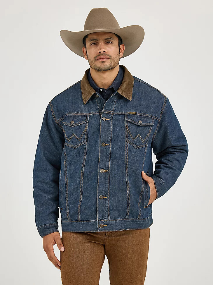 chaqueta vaquera rústica con forro de manta wrangler