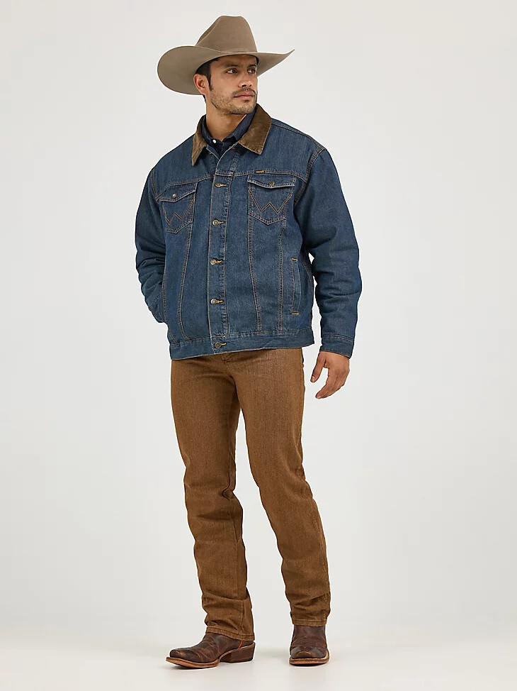 chaqueta vaquera rústica con forro de manta wrangler