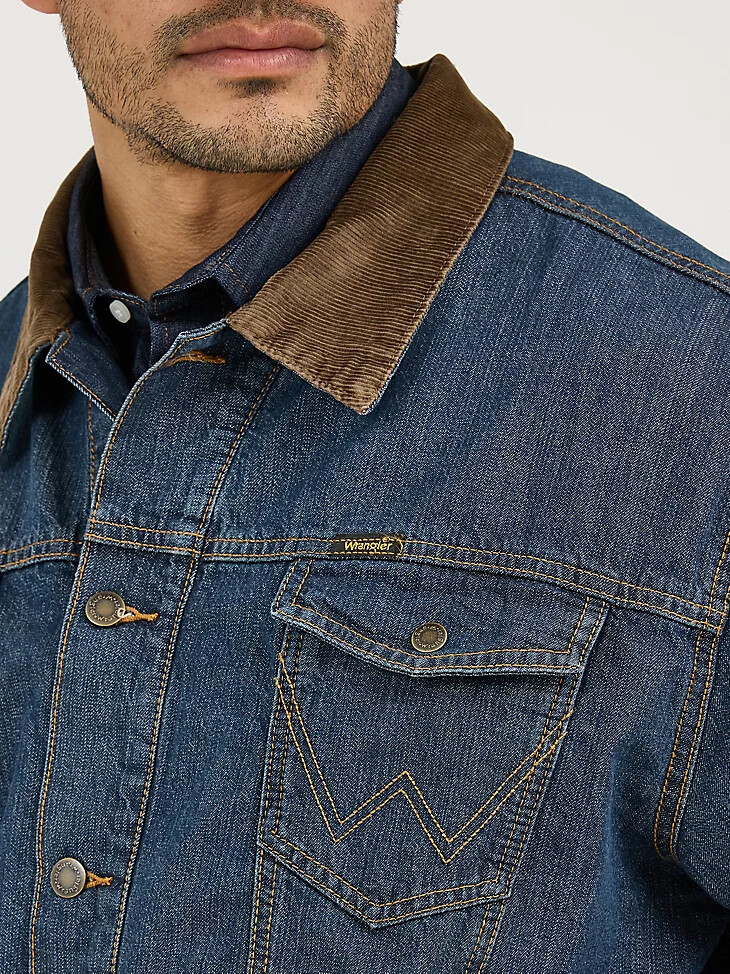 chaqueta vaquera rústica con forro de manta wrangler