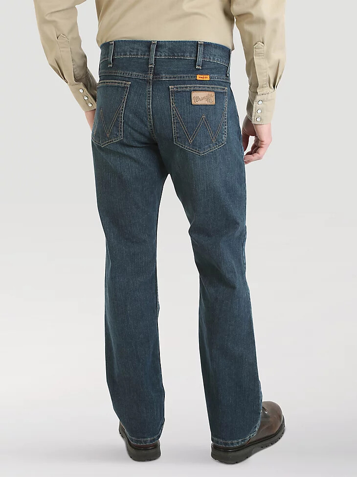 wrangler fr flame-resistant retro slim boot jean caden dark tint