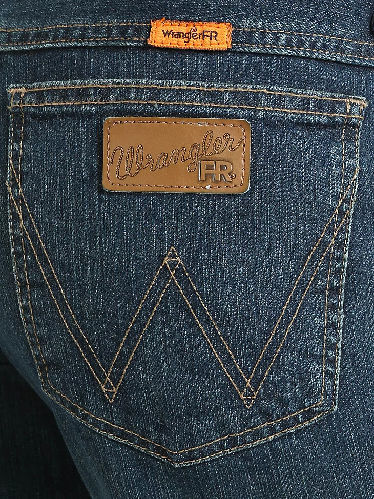 wrangler fr flame-resistant retro slim boot jean caden dark tint
