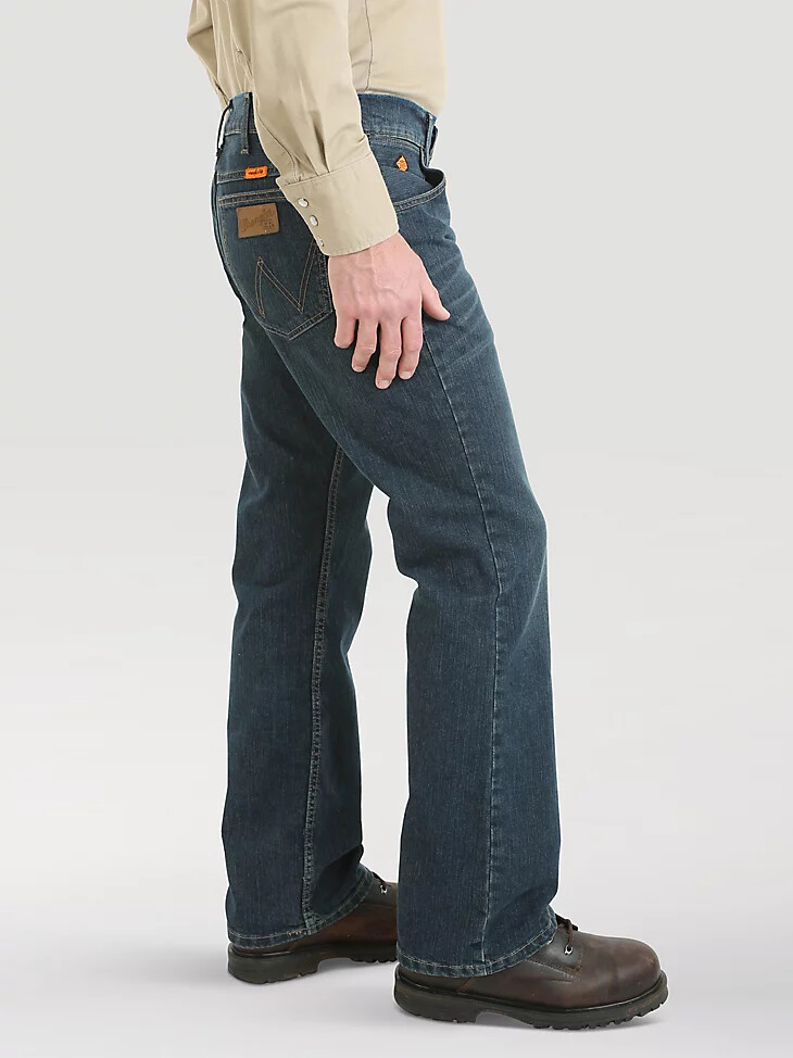 wrangler fr flame-resistant retro slim boot jean caden dark tint