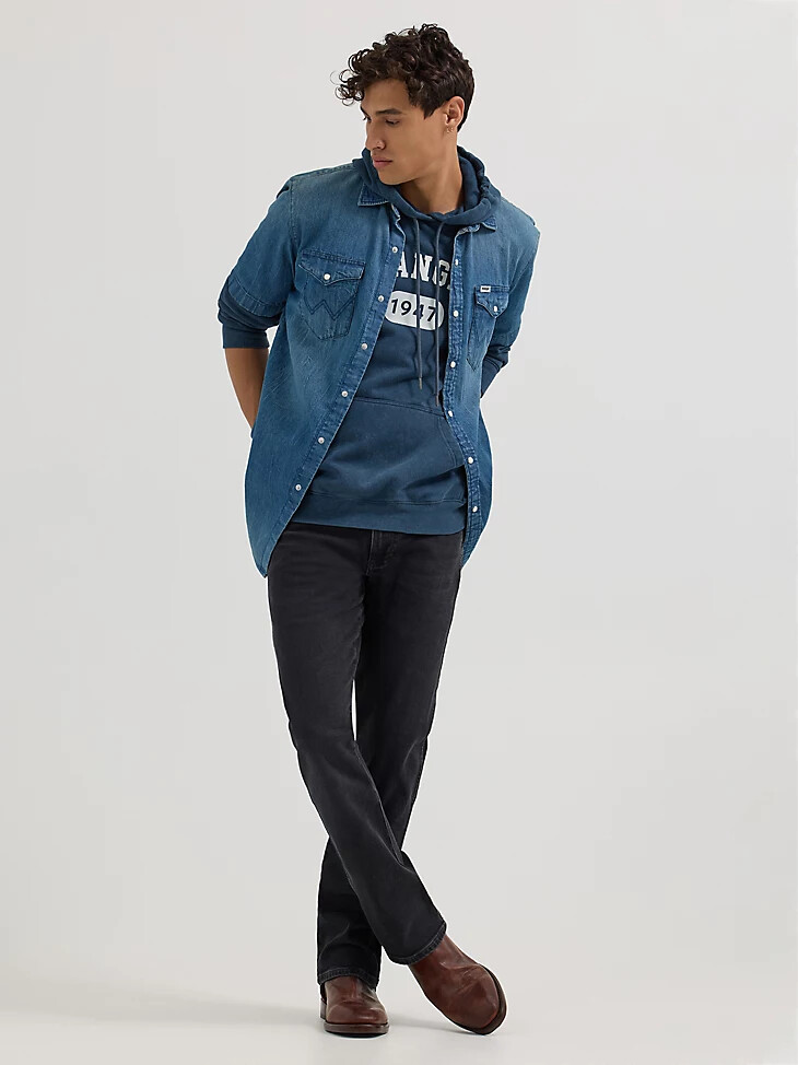 vaqueros de corte bota para hombre night fever black