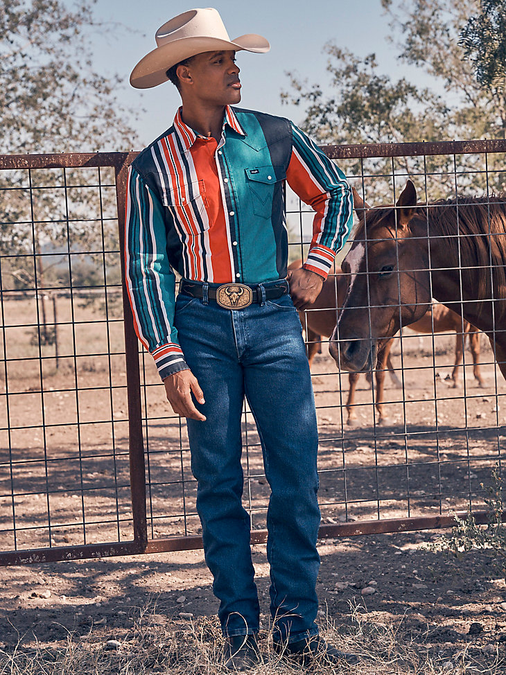 vaqueros wrangler cowboy cut original fit active flex con lavado a la piedra