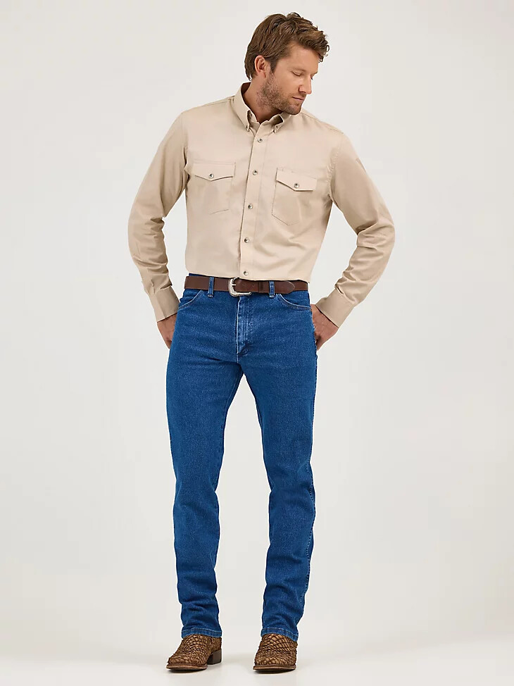 vaqueros wrangler cowboy cut original fit active flex con lavado a la piedra