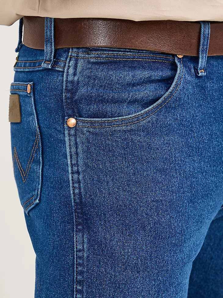 vaqueros wrangler cowboy cut original fit active flex con lavado a la piedra