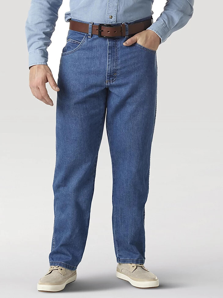 jean de mezclilla flexible y elástico relajado wrangler rugged wear - lavado a la piedra lavado a la piedra