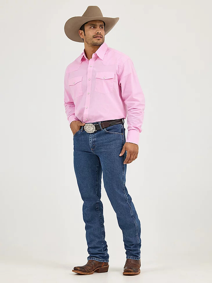 jean de corte vaquero entallado premium performance cowboy cut color piedra oscura