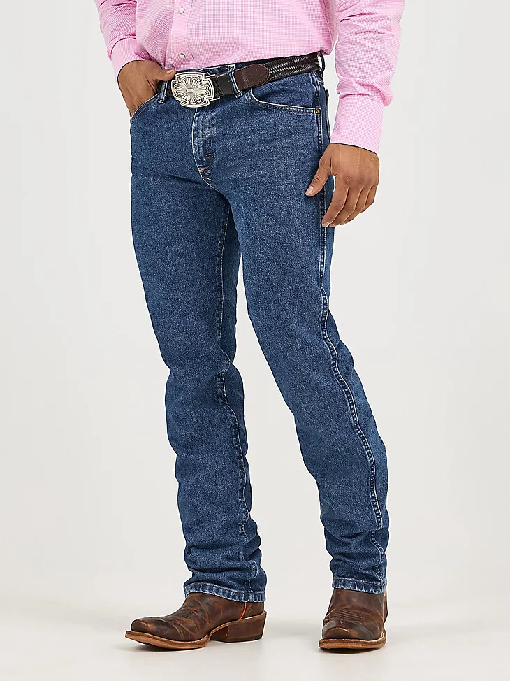 jean de corte vaquero entallado premium performance cowboy cut color piedra oscura