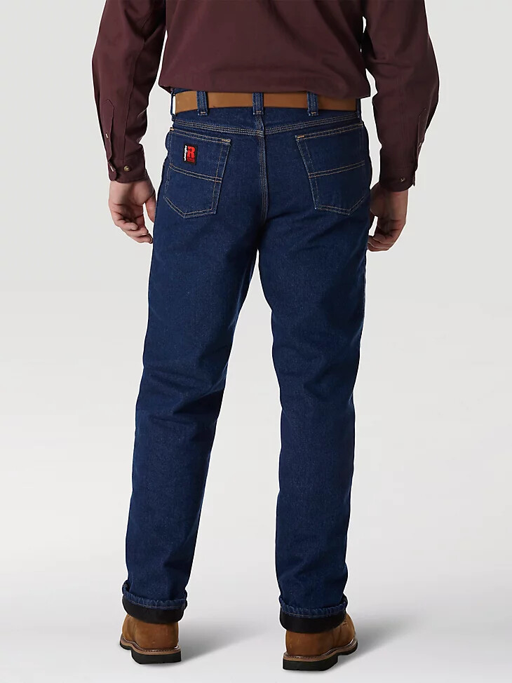 wrangler riggs workwear jean de cinco bolsillos con forro acolchado color índigo antiguo