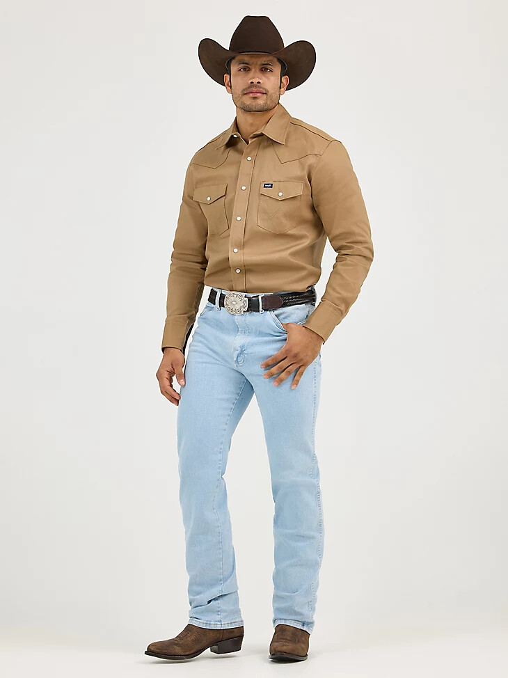 vaqueros wrangler cowboy cut slim fit active flex blanqueados