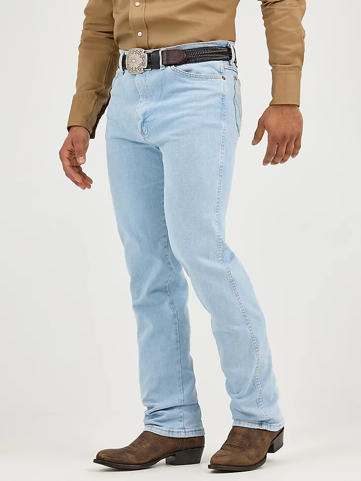 vaqueros wrangler cowboy cut slim fit active flex blanqueados