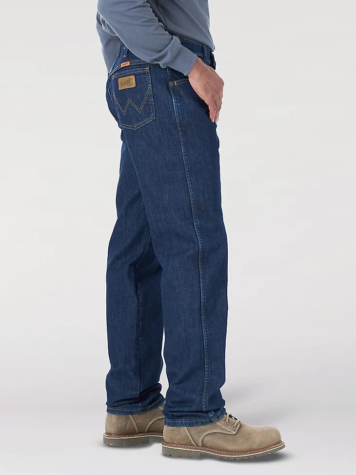 wrangler fr - jean elástico de ajuste original resistente a las llamas lavado oscuro