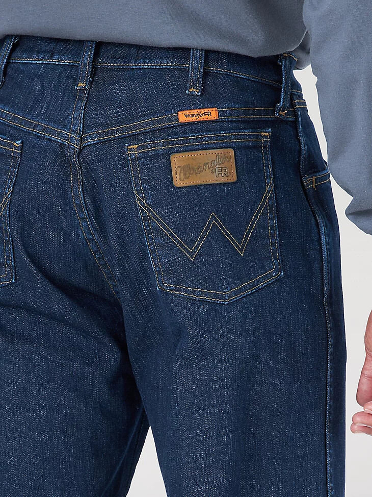 wrangler fr - jean elástico de ajuste original resistente a las llamas lavado oscuro