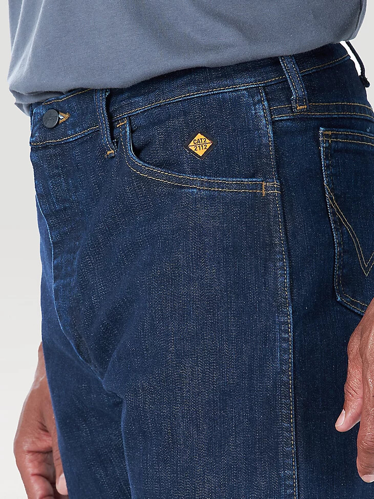 wrangler fr - jean elástico de ajuste original resistente a las llamas lavado oscuro