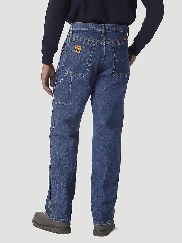 vaqueros de carpintero riggs resistentes al fuego wrangler fr color azul mezclilla