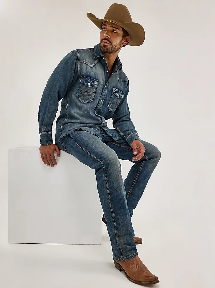 vaqueros wrangler retro de corte ajustado y pierna recta para hombre bozeman