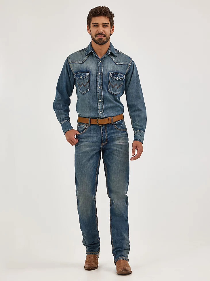 vaqueros wrangler retro de corte ajustado y pierna recta para hombre bozeman