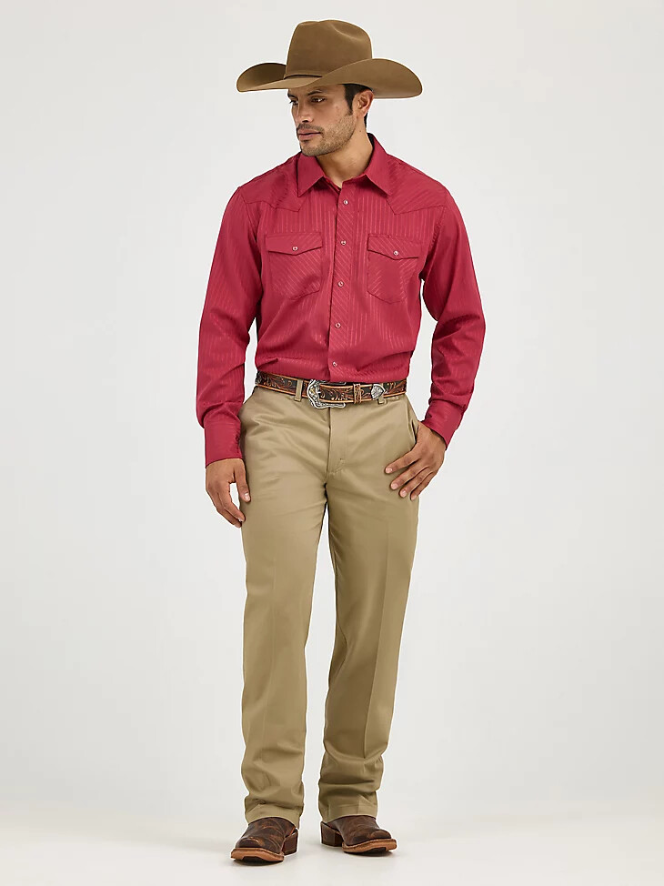 pantalones wrangler casuals de corte relajado con frente plano para hombre color caqui