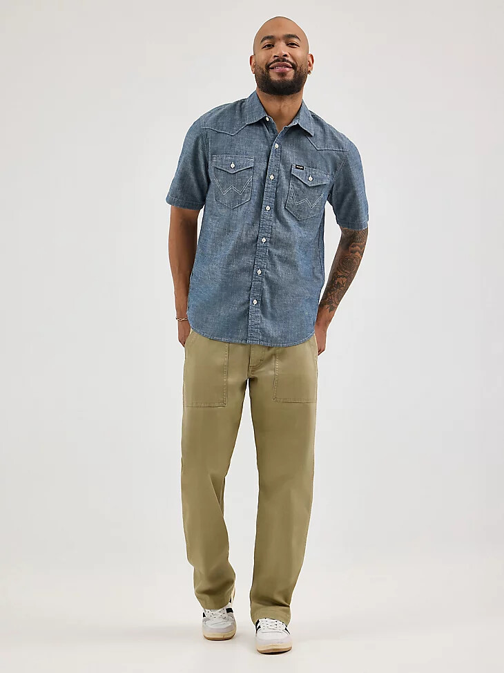 pantalón de fatiga relajado para hombre color caqui militar vintage