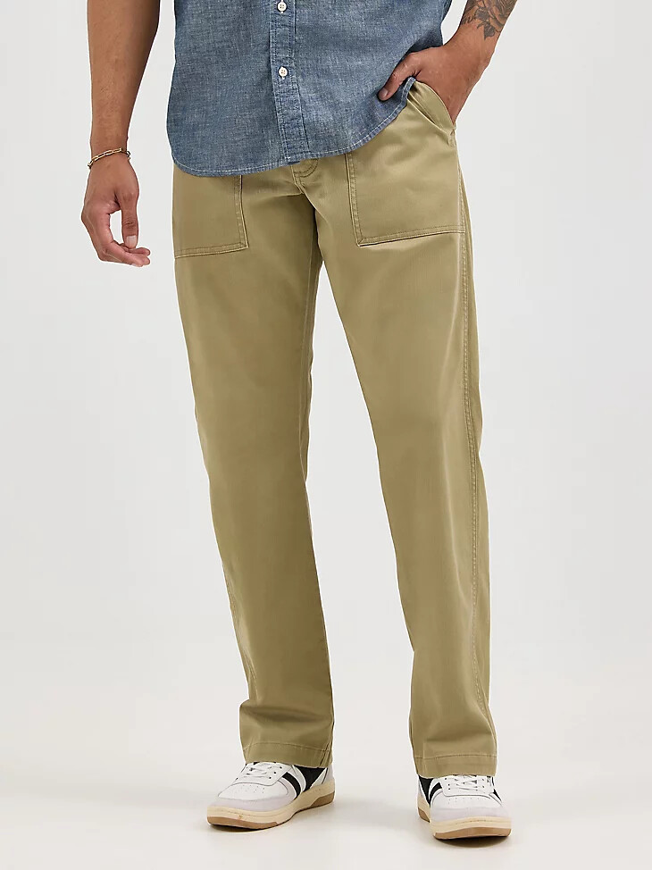 pantalón de fatiga relajado para hombre color caqui militar vintage