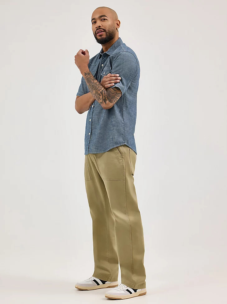 pantalón de fatiga relajado para hombre color caqui militar vintage