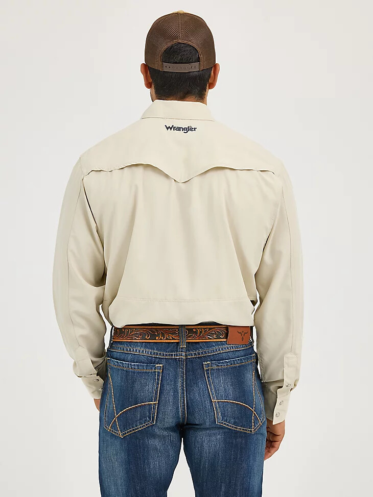 camisa wrangler performance snap de manga larga lisa para hombre color nublado