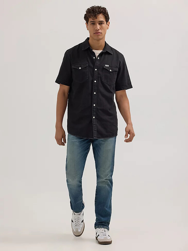 camisa vaquera estilo western para hombre color negro roto