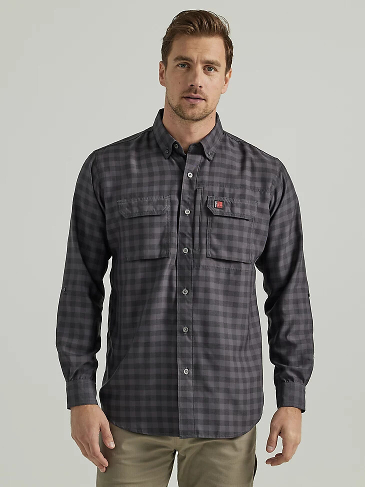camisa técnica de trabajo wrangler riggs workwear gris