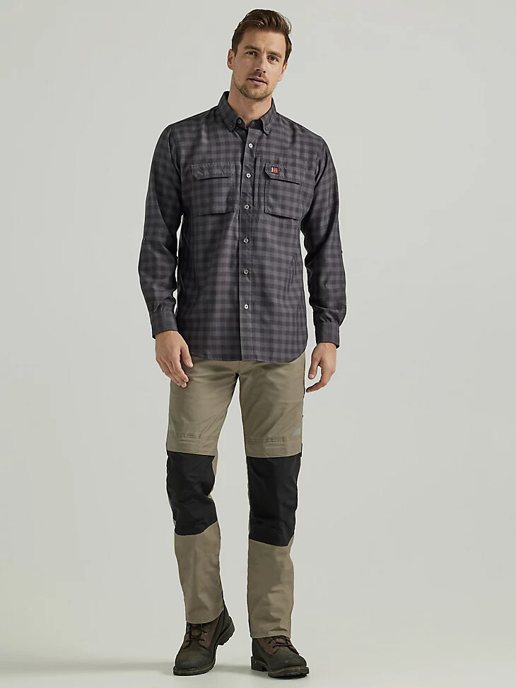 camisa técnica de trabajo wrangler riggs workwear gris