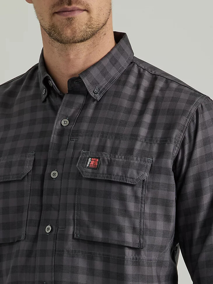 camisa técnica de trabajo wrangler riggs workwear gris