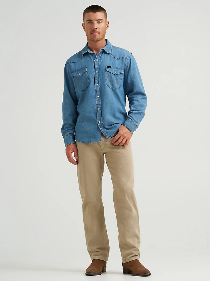 camisa vaquera icónica con lavado vaquero para hombre lavado lago