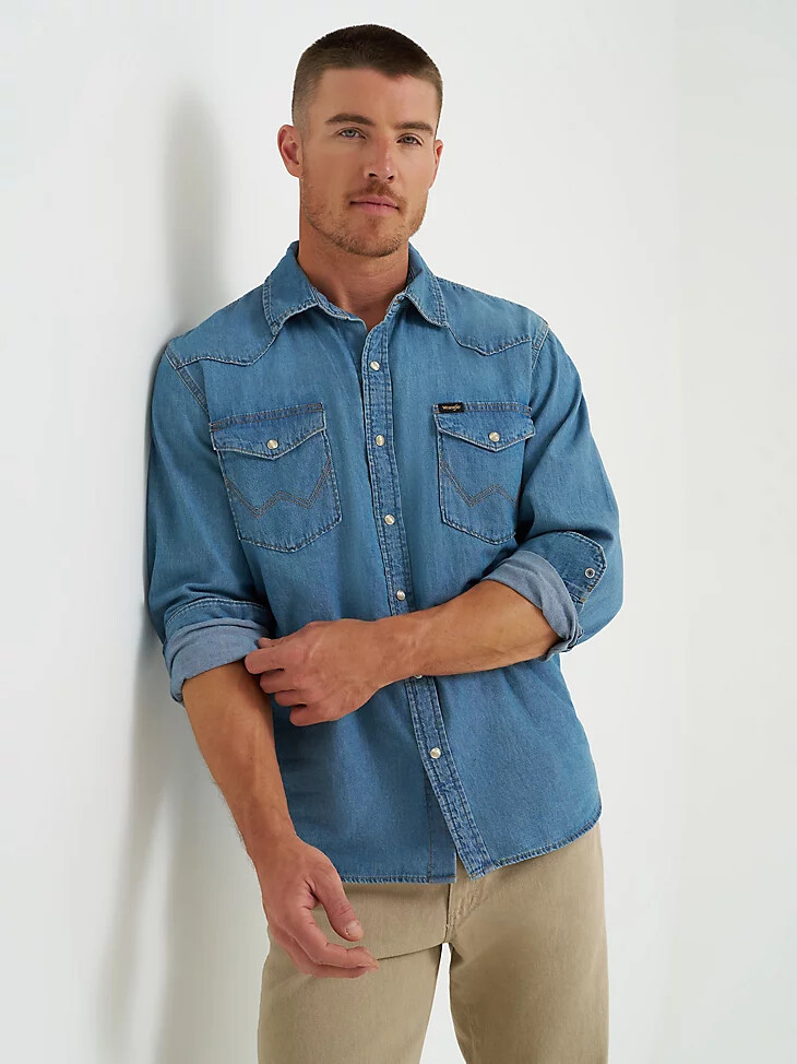 camisa vaquera icónica con lavado vaquero para hombre lavado lago