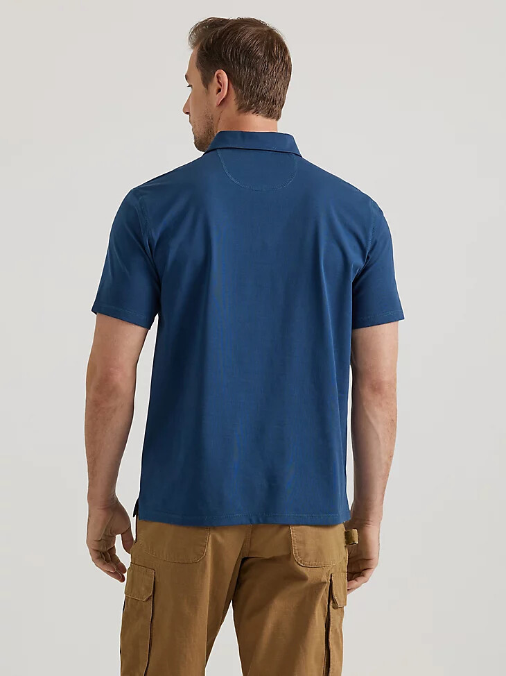 polo de punto de alto rendimiento wrangler riggs workwear azul marino jaspeado