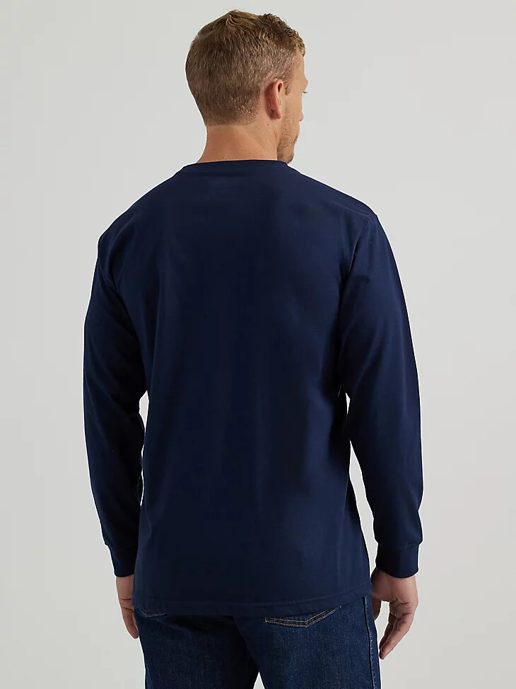 camiseta gráfica de manga larga ignífuga wrangler con bandera azul marino