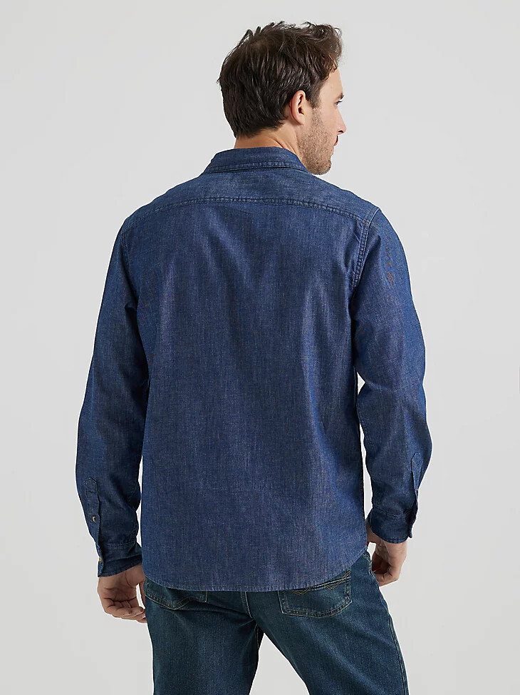 camisa de sargavaquero de manga larga wrangler para hombre enjuague