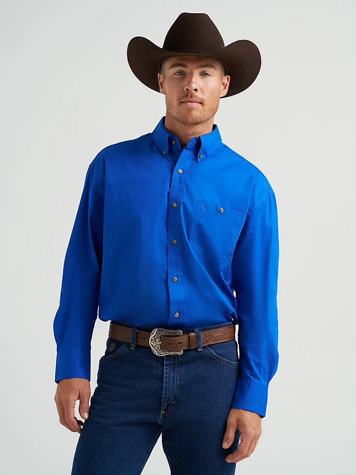 camisa george strait amp wrangler national patriot con botones para hombre color azul rey
