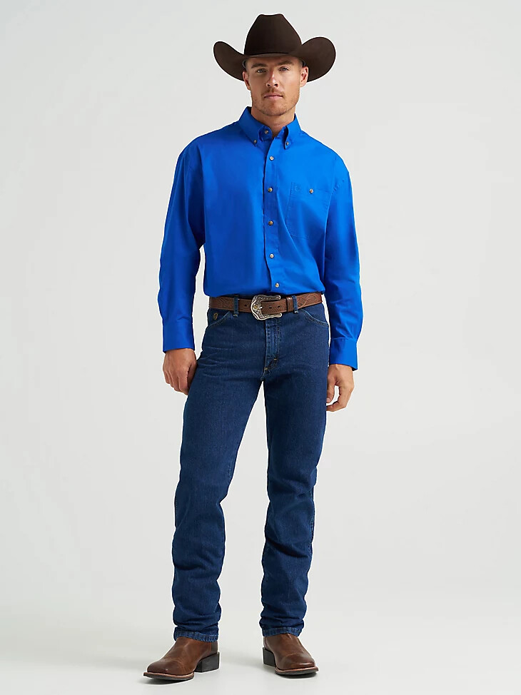 camisa george strait amp wrangler national patriot con botones para hombre color azul rey