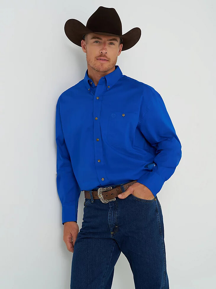 camisa george strait amp wrangler national patriot con botones para hombre color azul rey