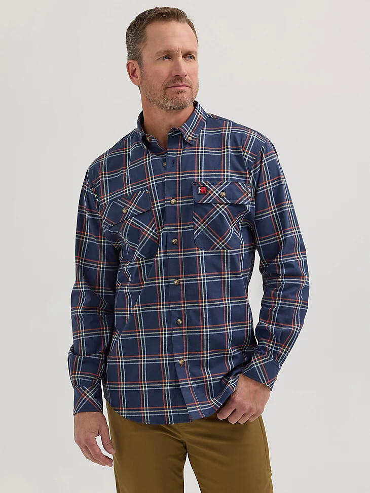 camisa de trabajo a cuadros de manga larga wrangler riggs workwear foreman color azul