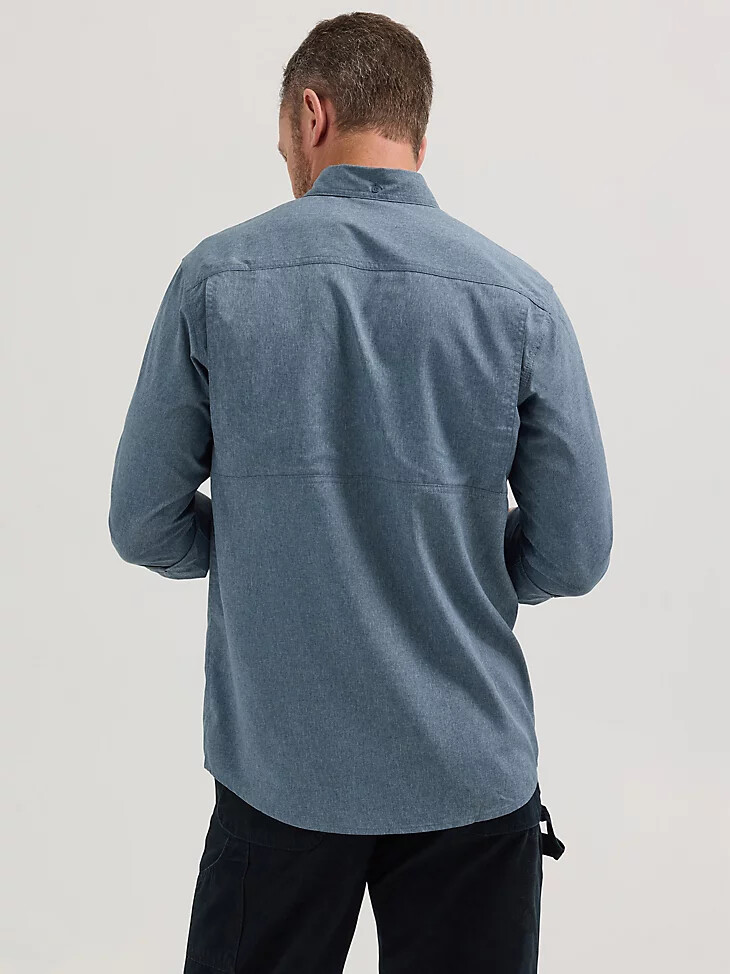 camisa de trabajo lisa con ventilación de manga larga wrangler riggs workwear blue nights heather
