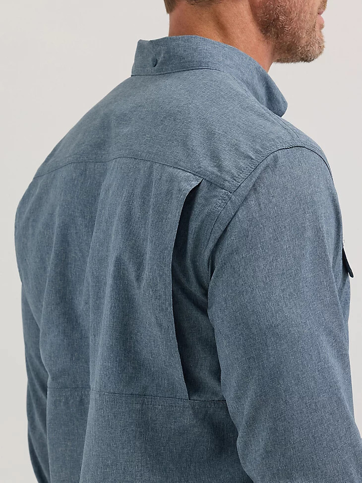 camisa de trabajo lisa con ventilación de manga larga wrangler riggs workwear blue nights heather