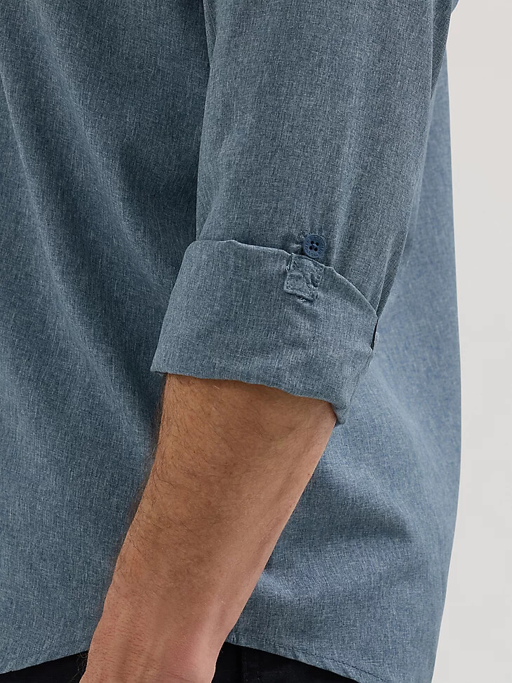 camisa de trabajo lisa con ventilación de manga larga wrangler riggs workwear blue nights heather