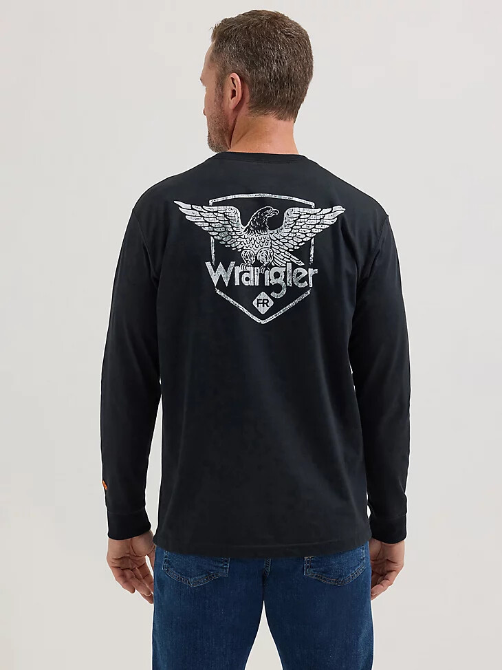 camiseta wrangler fr ignífuga de manga larga con gráfico en la espalda color negro