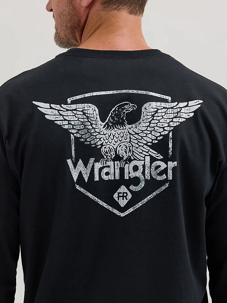 camiseta wrangler fr ignífuga de manga larga con gráfico en la espalda color negro