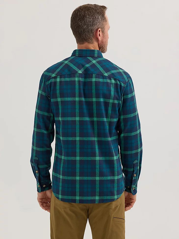 camisa de trabajo ligera de franela a cuadros wrangler riggs workwear azul marino a cuadros