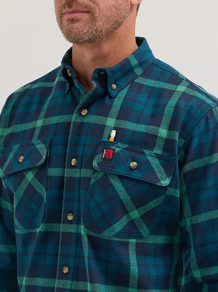 camisa de trabajo ligera de franela a cuadros wrangler riggs workwear azul marino a cuadros